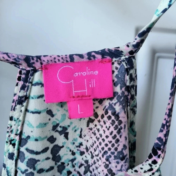 Caroline Hill Spaghetti Strap Bohemian Snakeskin Maxi Dress, Size Large - Picture 7 of 10